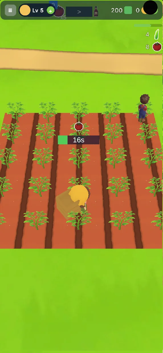 Prototype with crop rows and harvest timers