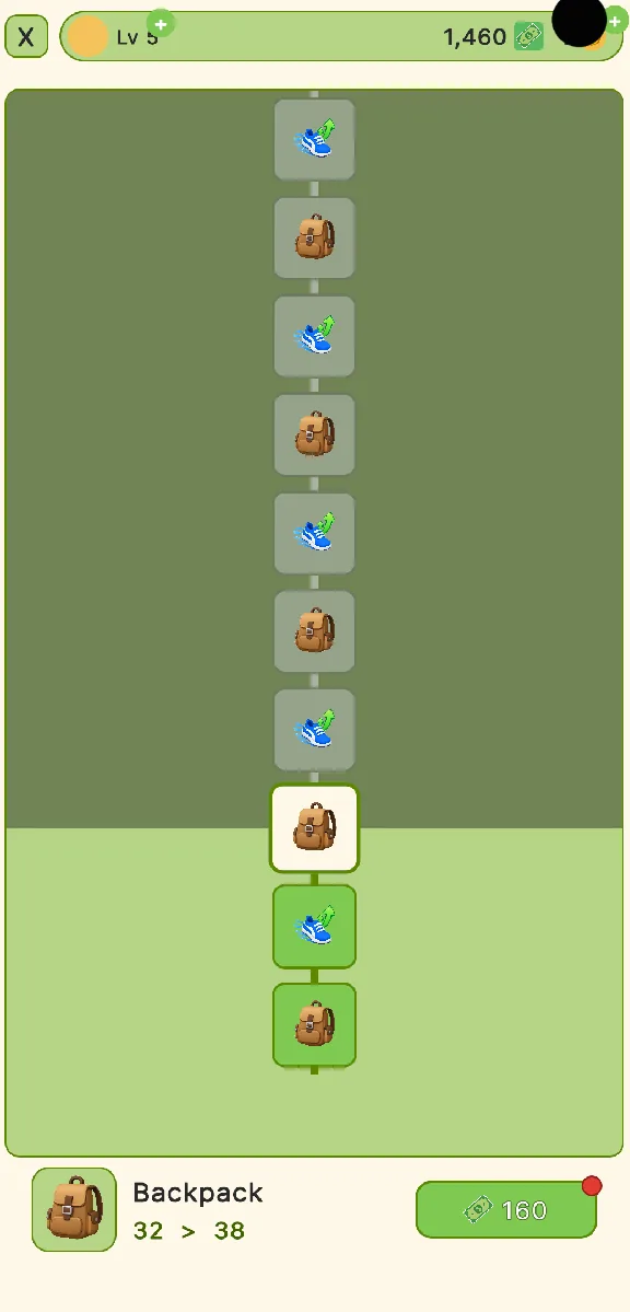 Prototype of the upgrade tree UI