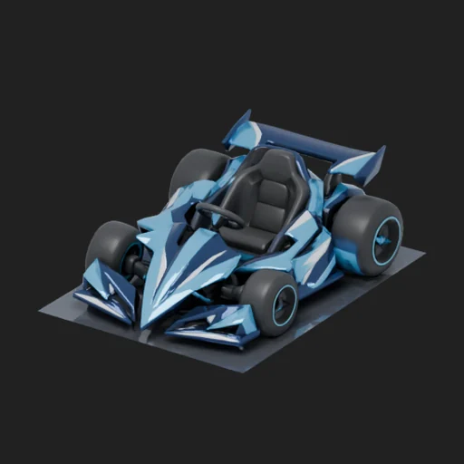PicoBerry model of the Blue Aero kart, low and angular in blue and black