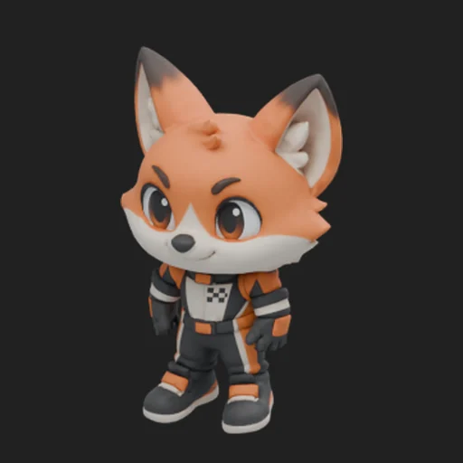 PicoBerry model of the fox driver in an orange and black racing suit