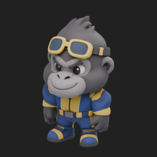 PicoBerry model of the gorilla driver in a blue suit with goggles