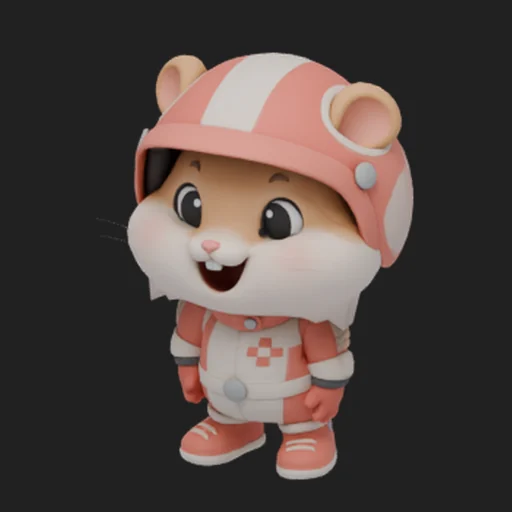 PicoBerry model of the hamster driver in a red and white helmet and suit