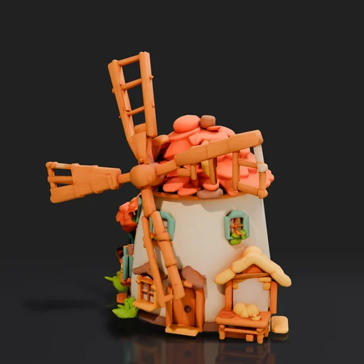 PicoBerry model of a windmill bakery building