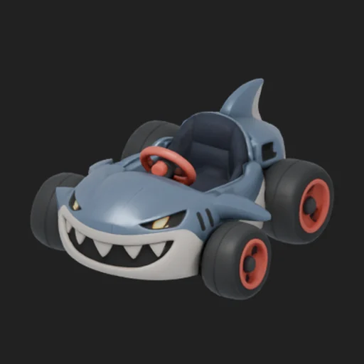 PicoBerry model of the Shark Runner kart, shark-themed with a fin and teeth