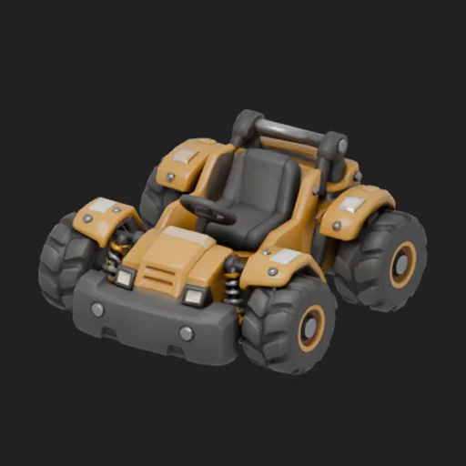 PicoBerry model of the Yellow Trail kart, a yellow off-road buggy with a roll cage