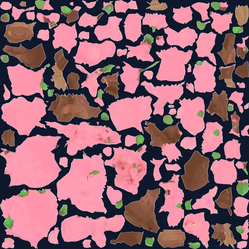 Blossom tree UVs from PB Unwrap — blossoms and branches in medium-sized islands